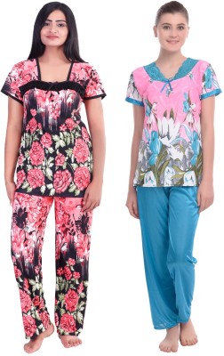 KEOTI Women Floral Print Multicolor Top & Pyjama Set