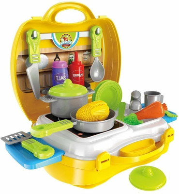 AVYUKT Dream Kitchen Set Pretend Play Toys for Girls with Suitcase Carry Case