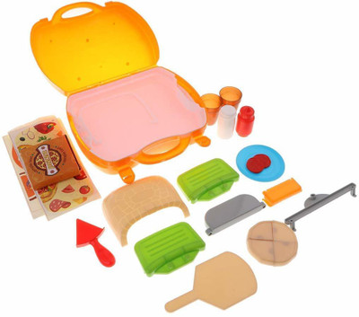 kirtan fabric Plastic Kids Play Pizza Oven Kits || 22 Pcs Pizza Kits || Suitcase Tool Pretend Play Cooking Set for Boy & Girls.