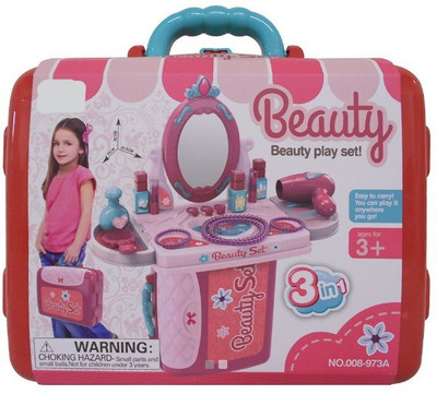 SANJARY Girl's Makeup Toys Kids Toy Pretend Play Set Makeup Toys in Suitcase 3 in 1 Beauty Toys