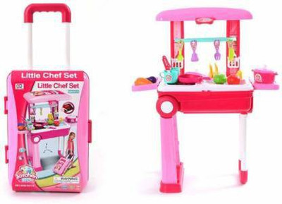 meeraenterprise Kitchen Set Trolly with Light and Music Toy for Kids,