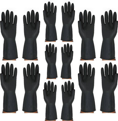 Safies Rubber Safety Hand Gloves For Men & Women For Outdoor Protection Pack of 7 Pairs. Rubber  Safety Gloves(Pack of 14)