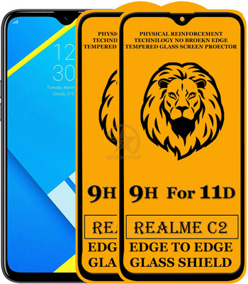 11D Edge To Edge Tempered Glass for Realme C2(Pack of 2)