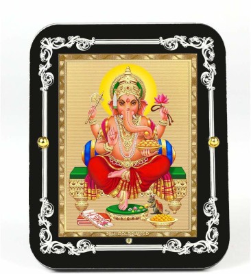 Eknoor Gold Plated Ganesh ji God Idol for Home/Puja Ghar/Office Decorative Showpiece  -  8 cm(Gold Plated, Black)