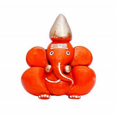 numeroastro Supari Ganesha | Lord Ganesha Wooden Idol Sitting On Supari | Beetel Nut (5 Cms )(1 Pc) Decorative Showpiece  -  5 cm(Wood, Orange)