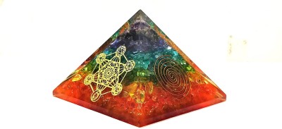 AIR9999 Seven Chakra All in Metatron's Cube Merkaba Sacred Geometry Orgone Pyramid Decorative Showpiece  -  7 cm(Crystal, Multicolor)