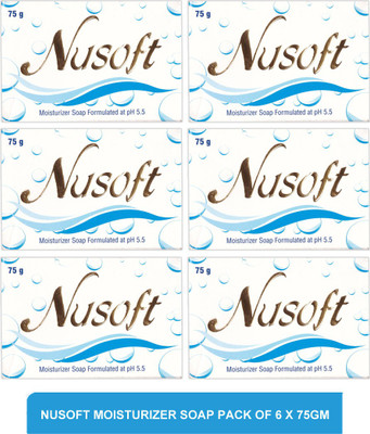 Nusoft moisturizer soap - best moisturizing bar soap for dry skin(pack of 6)75g(6 x 75 g)