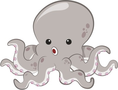 K2A Studio 47 cm Multicolor Cartoon Octopus Wall Sticker For Room, Office, Cafe Self Adhesive Sticker(Pack of 1)