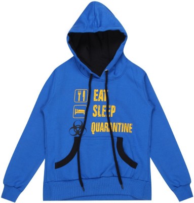dongli Printed Hooded Neck Casual Boys & Girls Blue Sweater