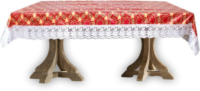 The Furnishing Tree Printed 2 Seater Table Cover(Maroon, PVC)