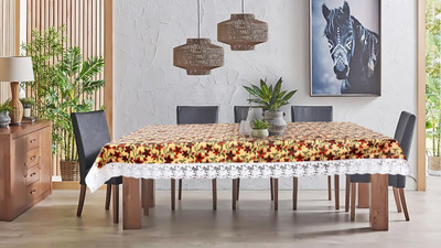The Furnishing Tree Printed 8 Seater Table Cover(Yellow, PVC)