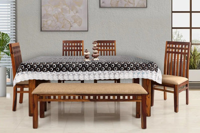 The Furnishing Tree Printed 6 Seater Table Cover(Grey, PVC)
