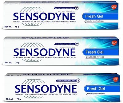 SENSODYNE Fresh Gel 75 g ( 75 x 3 Packs ) Toothpaste(225 g, Pack of 3)