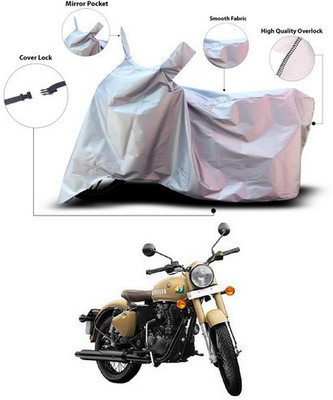 ANTHUB Waterproof Two Wheeler Cover for Royal Enfield(Classic 350, Silver)