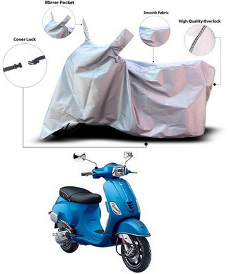 ANTHUB Waterproof Two Wheeler Cover for Vespa(Vespa, Silver)