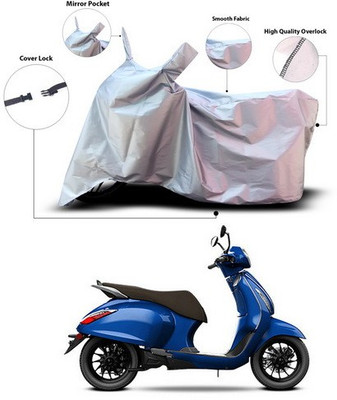 ANTHUB Waterproof Two Wheeler Cover for Bajaj(Chetak, Silver)