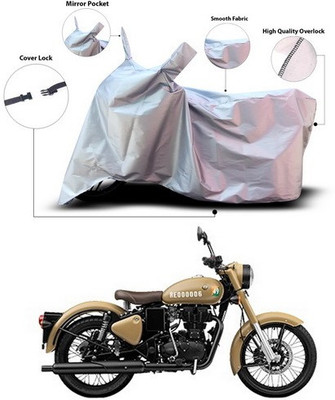 ANTHUB Waterproof Two Wheeler Cover for Royal Enfield(Classic 350 Signals, Silver)