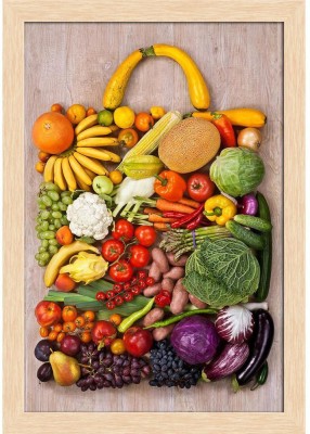 Photo of Fruits & Vegetables D3 Paper Poster Natural Brown Frame | Top Acrylic Glass 13inch x 19inch (33cms x 48.3cms) Paper Print(19 inch X 13 inch, Framed)