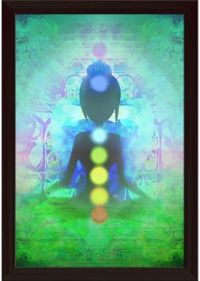 Yoga Lotus Pose D9 Paper Poster Dark Brown Frame | Top Acrylic Glass 13inch x 19inch (33cms x 48.3cms) Paper Print(19 inch X 13 inch, Framed)