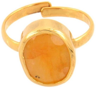 Raviour Lifestyle Yellow Sapphire Ring For Astrological Benefit and fashion Wear Brass Sapphire Ring