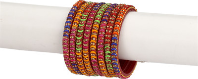 1st Time Glass Beads, Crystal Enamel Bangle Set(Pack of 8)