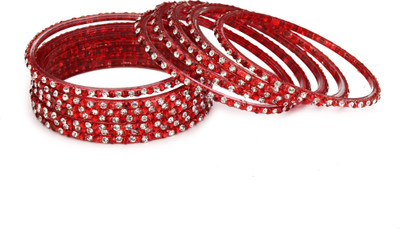 AFAST Glass Beads, Crystal Enamel Bangle Set(Pack of 10)