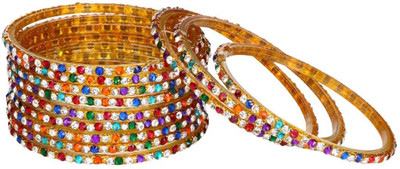 1st Time Glass Crystal Bangle Set(Pack of 12)