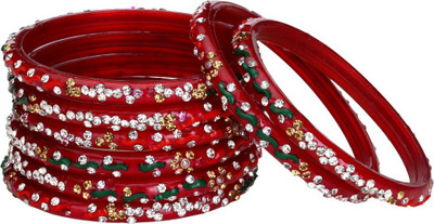 1st Time Glass Crystal Bangle Set(Pack of 8)