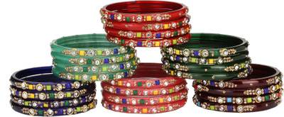 1st Time Stone Crystal Enamel Bangle Set(Pack of 24)