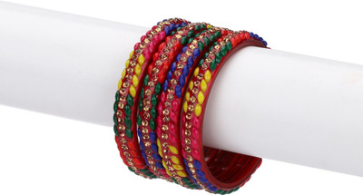 AFAST Glass Beads, Crystal Enamel Bangle Set(Pack of 4)