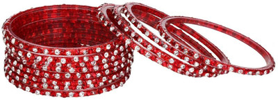 1st Time Glass Crystal Bangle Set(Pack of 12)