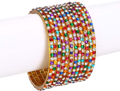 1st Time Glass Crystal Bangle Set(Pack of 12)