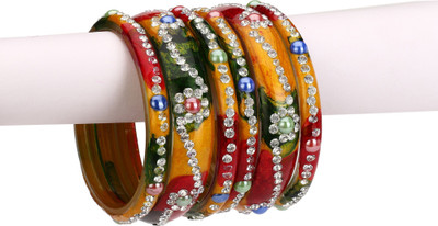 1st Time Glass Crystal Bangle Set(Pack of 6)