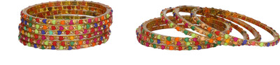 AFAST Glass Beads, Crystal Enamel Bangle Set(Pack of 12)
