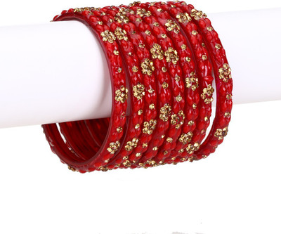 AFAST Glass Beads, Crystal Enamel Bangle Set(Pack of 8)