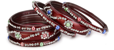 AFAST Glass Beads, Crystal Enamel Bangle Set(Pack of 6)