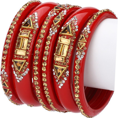 AFAST Glass Beads, Crystal Enamel Bangle Set(Pack of 6)