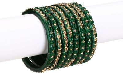1st Time Glass Crystal Bangle Set(Pack of 8)