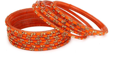 1st Time Glass Crystal Enamel Bangle Set(Pack of 12)