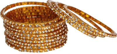 AFAST Glass Beads, Crystal Enamel Bangle Set(Pack of 10)