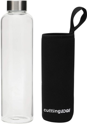 Cutting EDGE Borosilicate Glass Water Bottle with Black Sleeve for School, Home, Office, Travel 750 ml Bottle(Pack of 1, Clear, Glass)