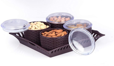 Nabhya Plastic Utility Container  - 500 ml(Pack of 4, Brown)
