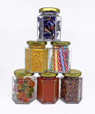 BILAL ANSARI Glass Grocery Container  - 250 ml(Pack of 6, Clear)
