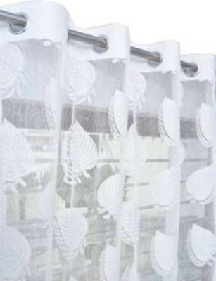 Blexos 274 cm (9 ft) Polyester Semi Transparent Long Door Curtain Single Curtain(Printed, Cream)