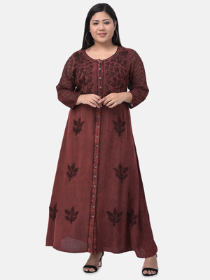 Veldress Women Fit and Flare Brown Maxi/Full Length Dress