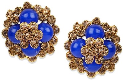 JEWELS GURU Stylish Gold Plated Floral Shape Small Studs For Daily Wear Cubic Zirconia, Beads Alloy Stud Earring