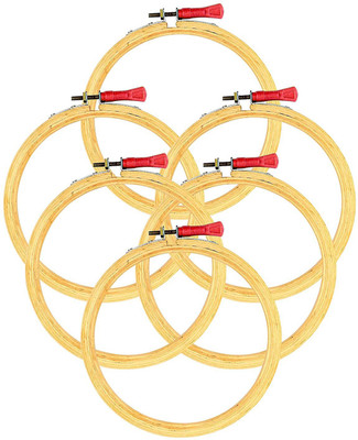 Elegant Casa Wooden Embroidery Hoop Ring Frame Set of 4inch x 6 pcs for Cross Stitch Craft, Sewing Tool, Adjustable Handy Sewing Circle for Needle Art & Design (4 Inch, 6pcs) Embroidery Frame(Pack of 6)