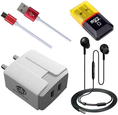 OTD Wall Charger Accessory Combo for Tecno Spark Power 2 Air, Titan T54, TP-LINK Neffos C5, TYMES Y5DT(White, Black)