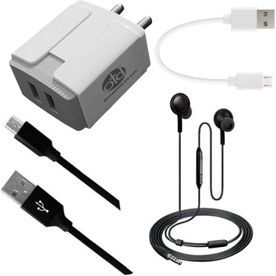 OTD Wall Charger Accessory Combo for Zopo Speed 7 Plus, Zopo ZP590, ZTE Blade L2, ZTE Small Fresh 4(White, Black)
