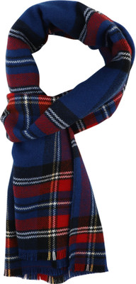 Essentiele SCOTTISH CHECK WOOL TOUCH MUTLICOLOR (ROYAL BLUE) WINTER MUFFLER Checkered Men Muffler